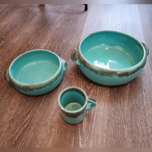 Jaska of California Cascade Ware Blue with Brown Drip Vintage 2 serving Bowls - Picture 9 of 16
